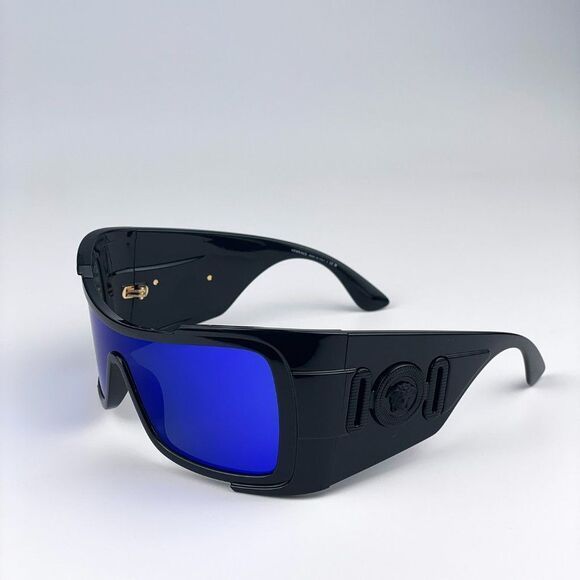 Versace VE4451 GB1/55 Sunglasses Black Grey Mirrored Blue Wraparound Unisex main image 14